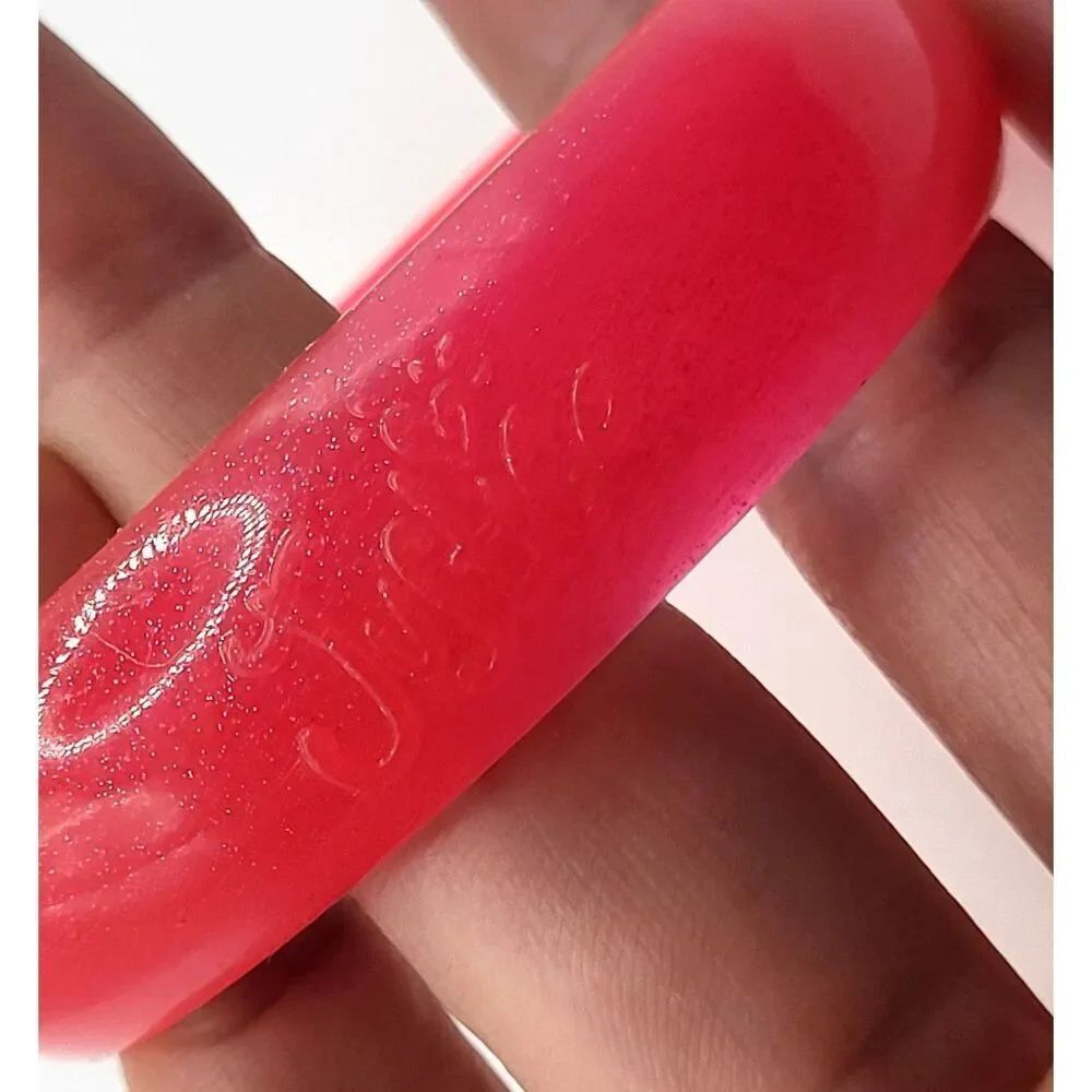 Vintage 90s "Justice" Magenta Hot Pink Chunky Bangle Bracelet 2.25in dia